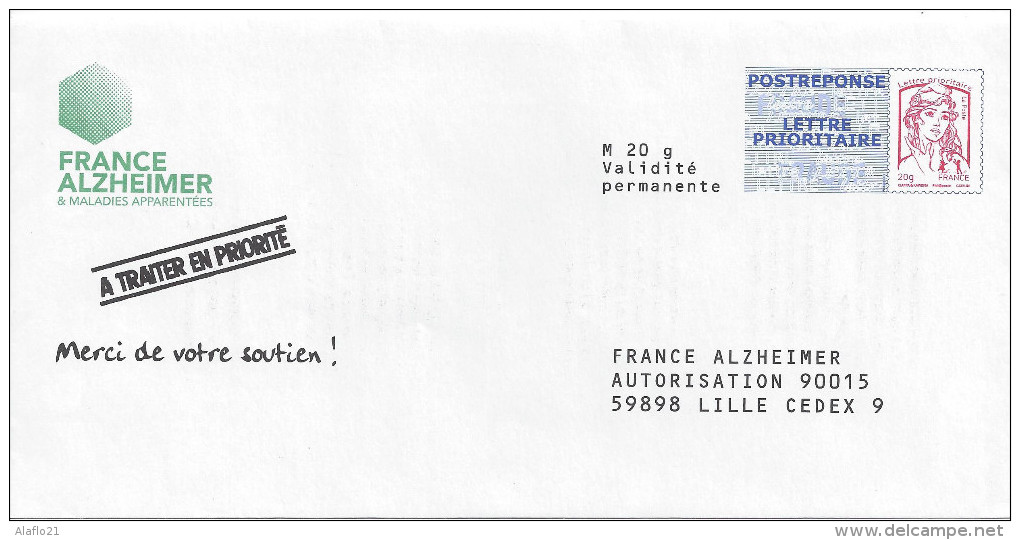 ENTIER POSTAL PAPR - POSTREPONSE France Alzheimer 15P062 - Ciappa Kavena - PAP : Antwoord /Ciappa-Kavena