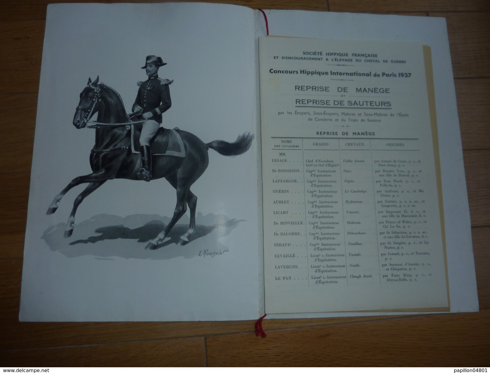 CHEVAL EQUITATION PROGRAMME CONCOURS HIPPIQUE DE PARIS GRAND GALA MILITAIRE 1937 - Dessins Rousselot - Programmes