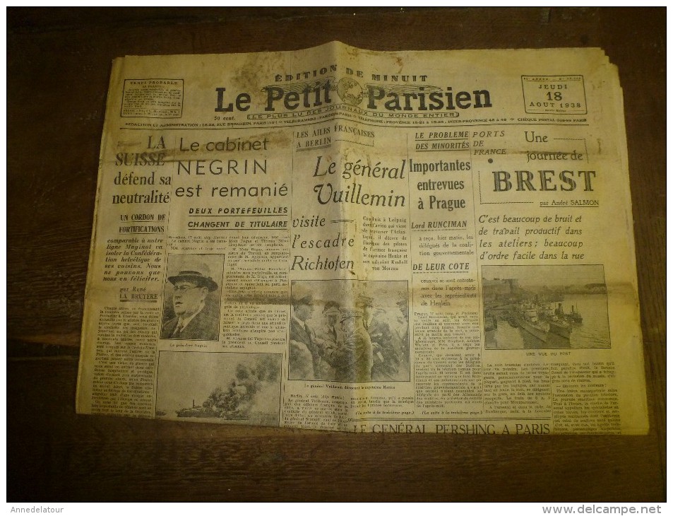 1938 LE PETIT PARISIEN:Brest-Recouvrance:marins,cols-bleus,mousses;louveteaux;Refuge VALLOT Mt-Blanc;Carrières-sur-Seine - Le Petit Parisien