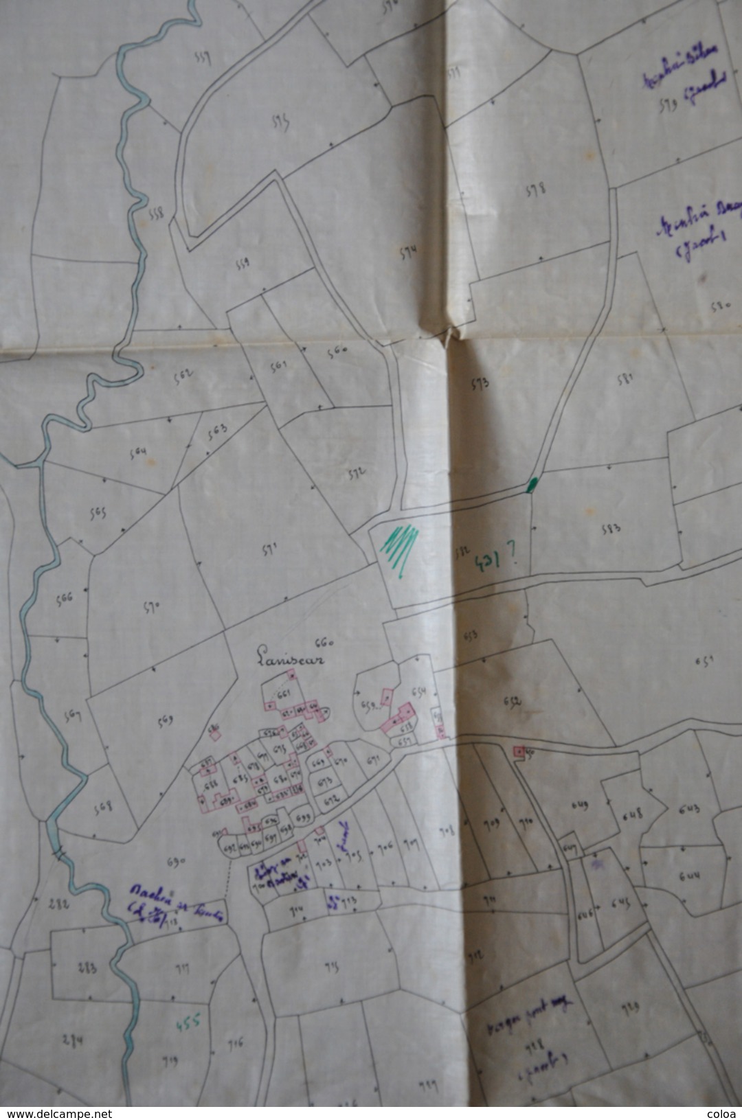 Extrait Du Plan Cadastral Napoléonien De RIEC Sur BELON , Quartier De Laniscar - Mapas Geográficas