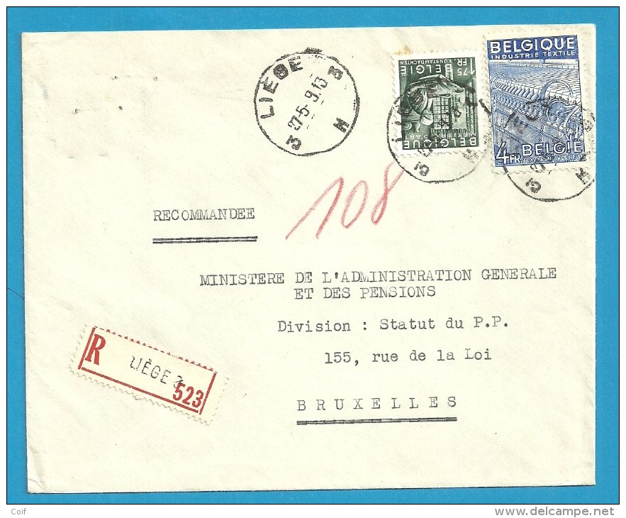 768+771 Op Brief Aangetekend Met Stempel LIEGE 3 (VK) - 1948 Export