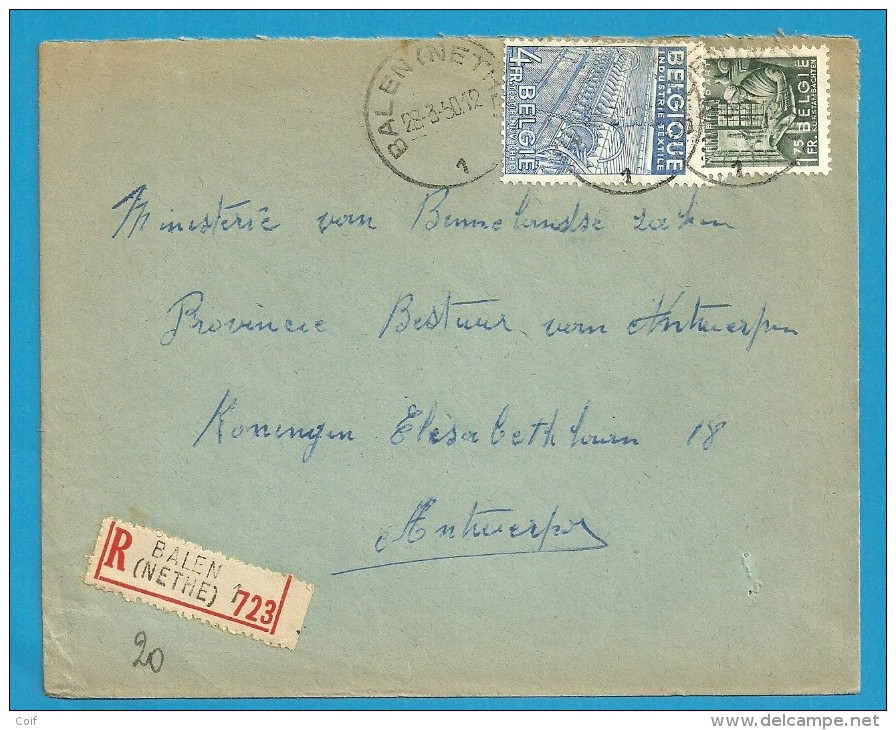 768+771 Op Brief Aangetekend Met Stempel BALEN (NETHE) 1 (VK) - 1948 Export