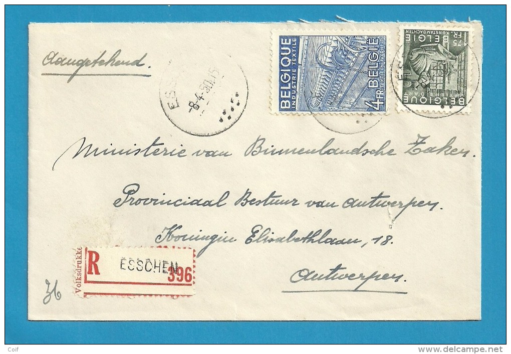 768+771 Op Brief Aangetekend Met Stempel ESSCHEN (VK) - 1948 Export