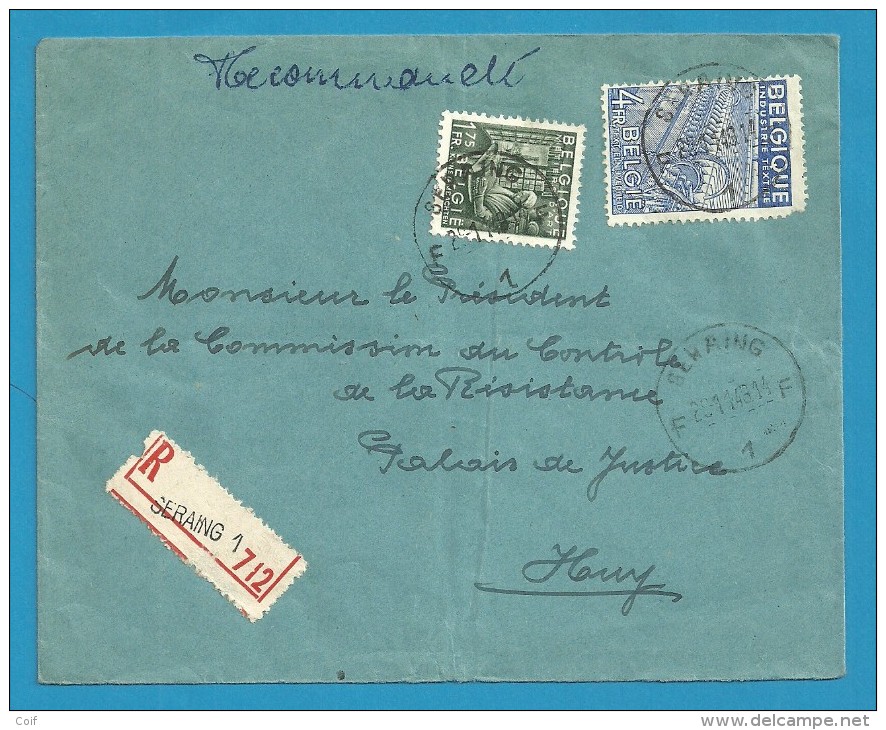 768+771 Op Brief Aangetekend Met Stempel SERAING 1 (VK) - 1948 Export