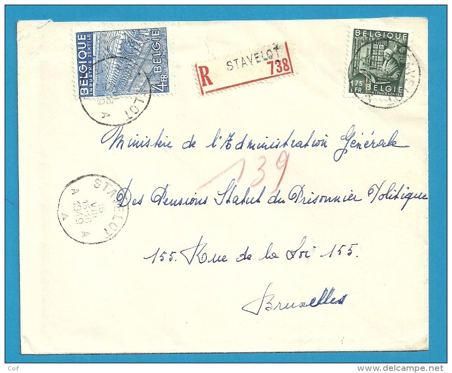 768+771 Op Brief Aangetekend Met Stempel STAVELOT (VK) - 1948 Export