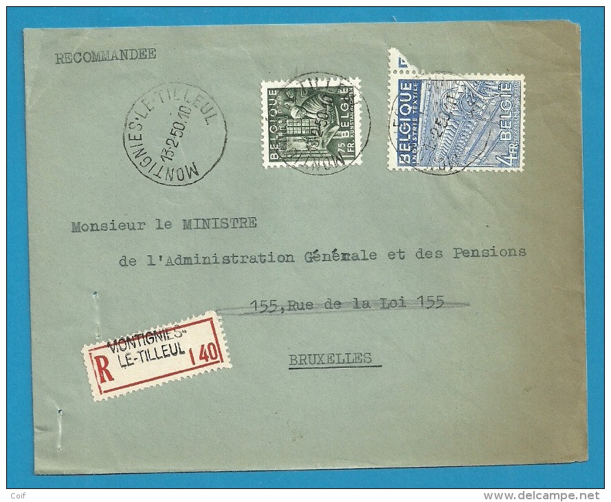 768+771 Op Brief Aangetekend Met Stempel MONTIGNIES-LE-TILLEUL (VK) - 1948 Export