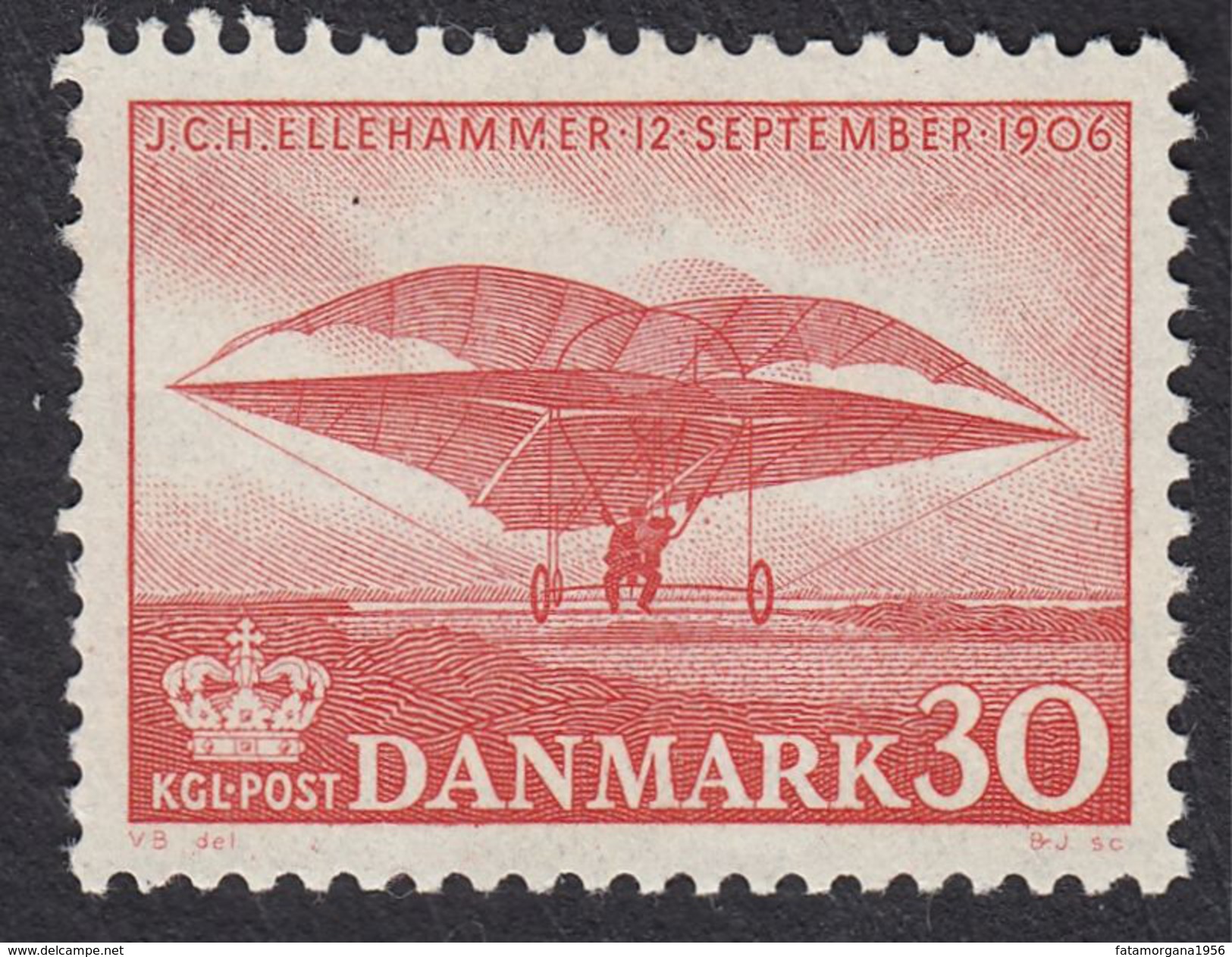 DANIMARCA Danemark Denmark Danmark - 1956 - Yvert 371 Nuovo Con Tracce Di Linguella MH - Neufs