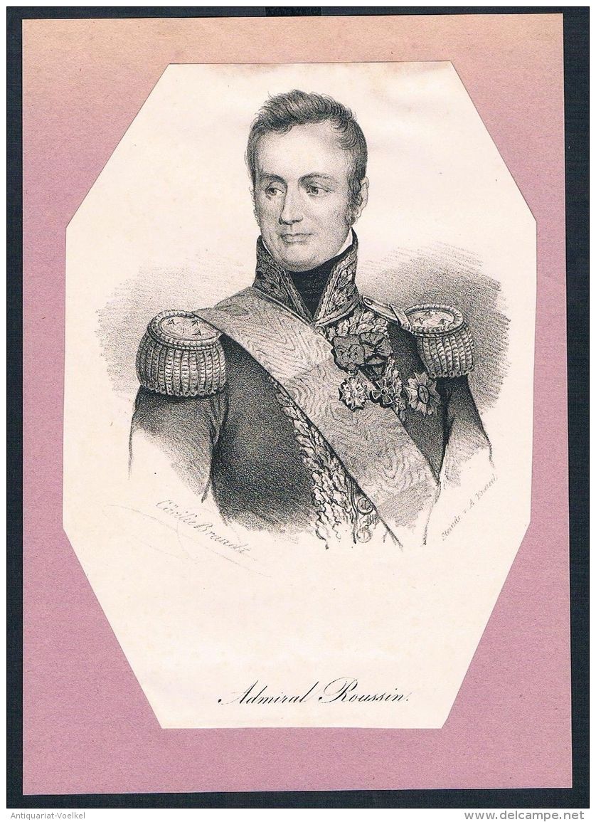 Admiral Albin Roussin Lithographie Portrait Litho - Stiche & Gravuren