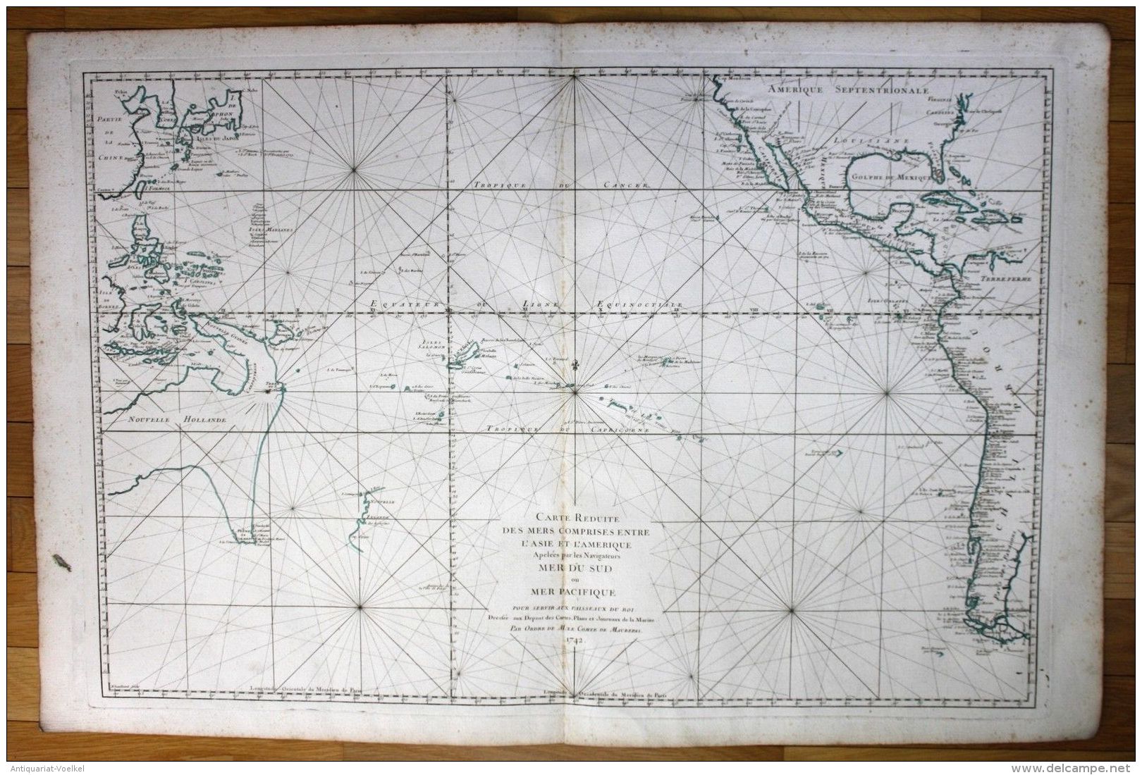 Pacific Ocean Australia Japan America California New Zealand Sea Chart Map - Stiche & Gravuren