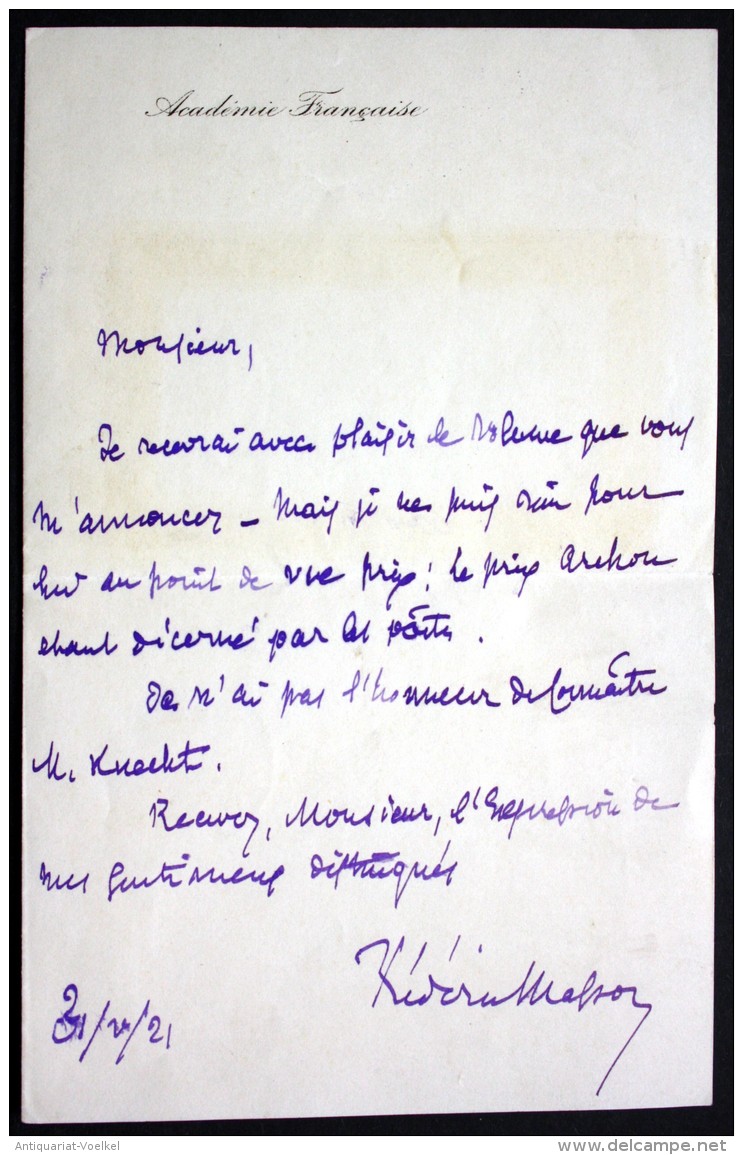 Autograph Letter With Signature / Eigenhändiger Brief Mit Unterschrift Vom 31.10.1921 - Sonstige & Ohne Zuordnung