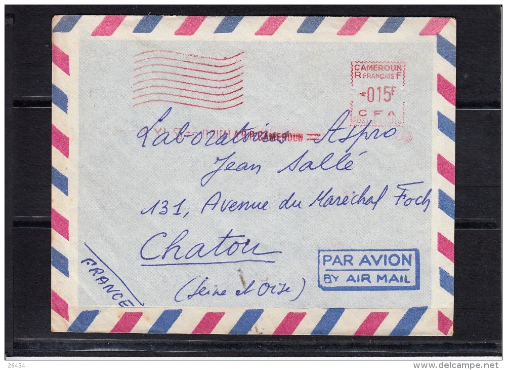 CAMEROUN   Lettre  De  DOUALA R.P.  Le 6 XI 53   Obliteration  E.M.A. Rouge Pour CHATOU Seine Et Oise - Airmail