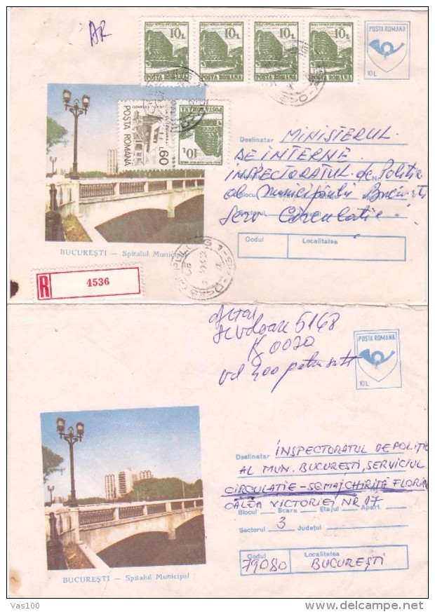 ERROR ,2X COVER STATIONERY 1992, Image Shifted, Changed Color,ROMANIA. - Plaatfouten En Curiosa