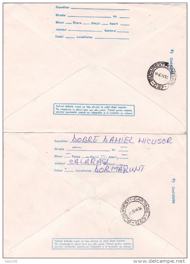 ERROR ,2X COVER STATIONERY 1988 ATOM NUCLEAR CERNAVODA, DIFFERENT COLOR,ROMANIA. - Errors, Freaks & Oddities (EFO)