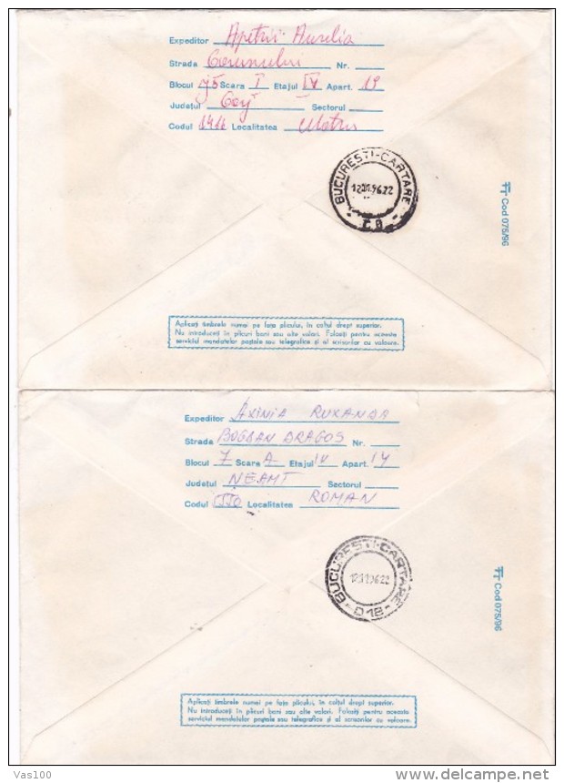 ERROR ,2X COVER STATIONERY 1986 URANIU MINERALS, DIFFERENT COLOR,ROMANIA. - Abarten Und Kuriositäten