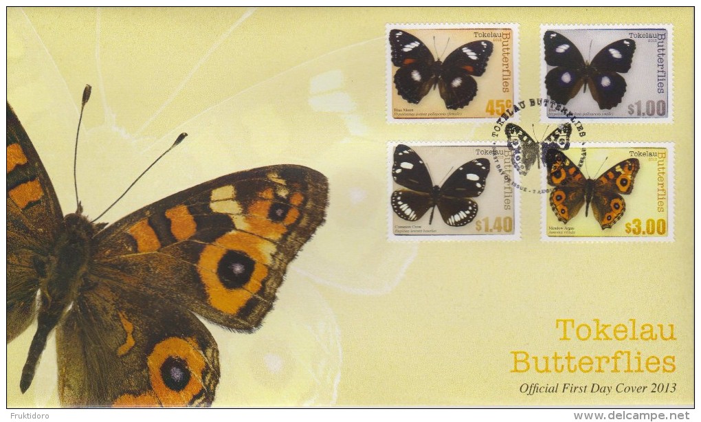 Tokelau FDC Mi 437-440 Butterflies - Blue Moon (Hypolimnas Bolina Pallescens) - Common Crow (Euploea Lewinii Bourkei) - Tokelau