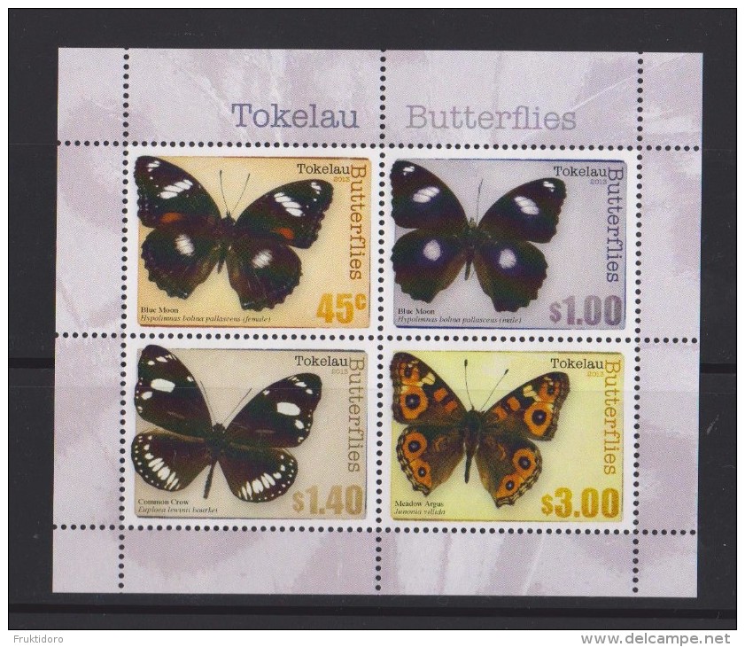 Tokelau Block Mi 51 - Mi 437-440 Butterflies - Blue Moon (Hypolimnas Bolina Pallescens) - Common Crow (Euploea Lewinii - Tokelau