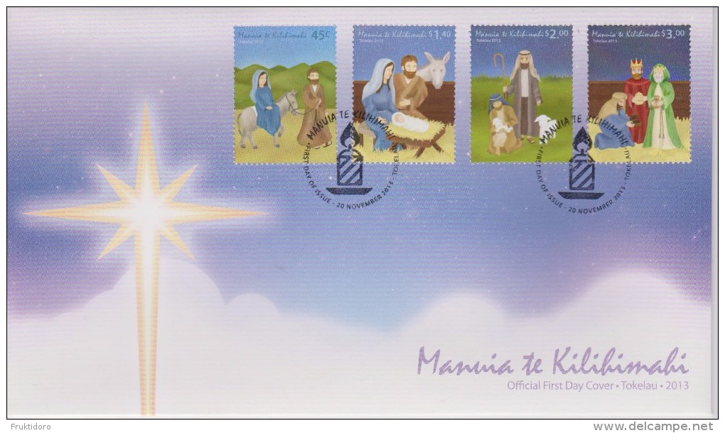 Tokelau FDC Mi 441-444 Christmas - Road To Bethlehem - Nativity - Shepherds - Wise Men - 2013 - Tokelau