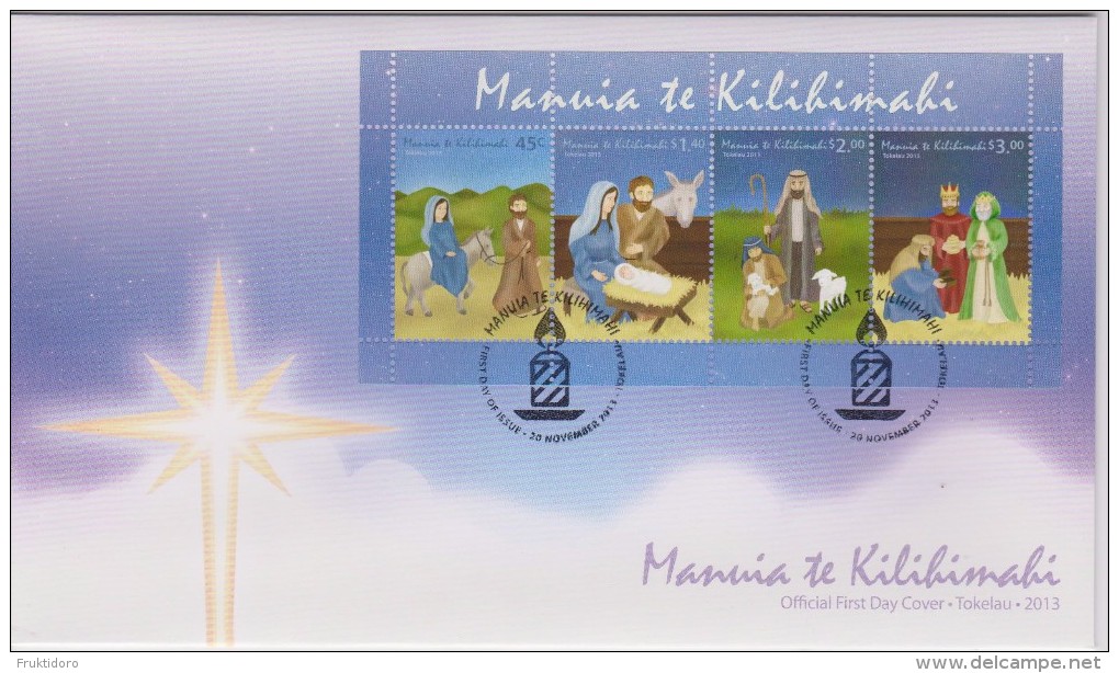 Tokelau FDC Block Mi 52 - Mi 441-444 Christmas - Road To Bethlehem - Nativity - Shepherds - Wise Men - 2013 - Tokelau