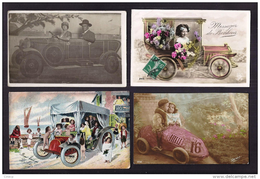 LOT De 28 CPA AUTOMOBILE VOITURE ILLUSTRATEUR PHOTOMONTAGE STATION JOUET SURREALISME - Voitures De Tourisme