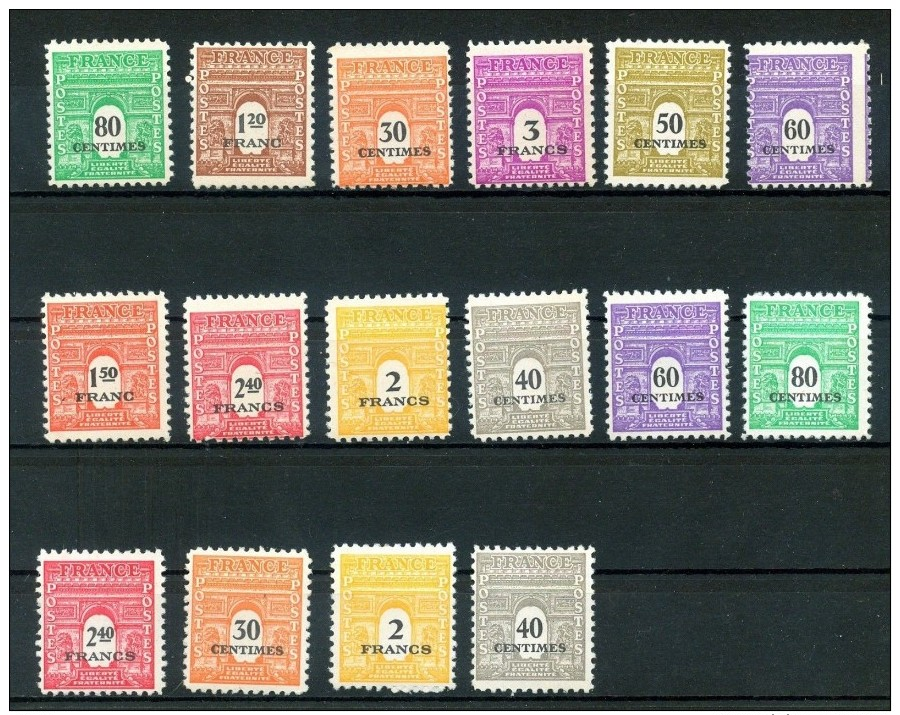 French 1944-1945 The Triumphal Arch LOT Of 16  MH - 1944-45 Arco Del Triunfo