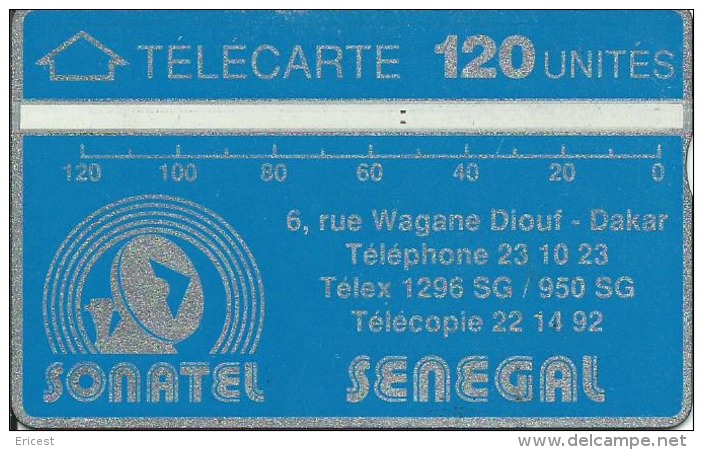 - SENEGAL SONATEL BLEUE 120 UNITES N° 012A00661 Inversé Bon état - Sénégal