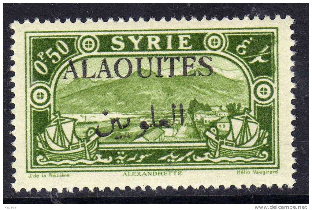 Alaouites N° 24 XX Timbres De Syrie De 1925 Surchargés : 0 Pi 50   Vert-jaune Sans Charnière, TB - Andere & Zonder Classificatie