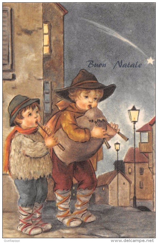 04967  "BUON NATALE"  BAMBINI, ZAMPOGNE, LAMPIONI A GAS.   CART SPED 1962 - Altri & Non Classificati