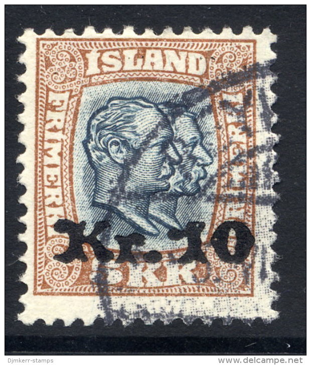 ICELAND 1930 10 Kr. On 5 Kr.  Surcharge Used. Michel 141 - Usados