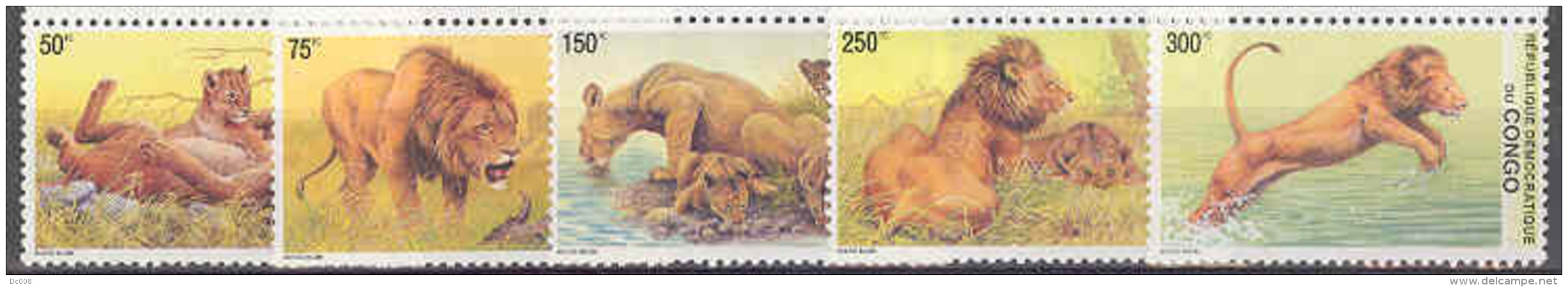 Congo Kinshasa COB 2094/98 Leeuwen-Lions 2002 MNH - Ongebruikt