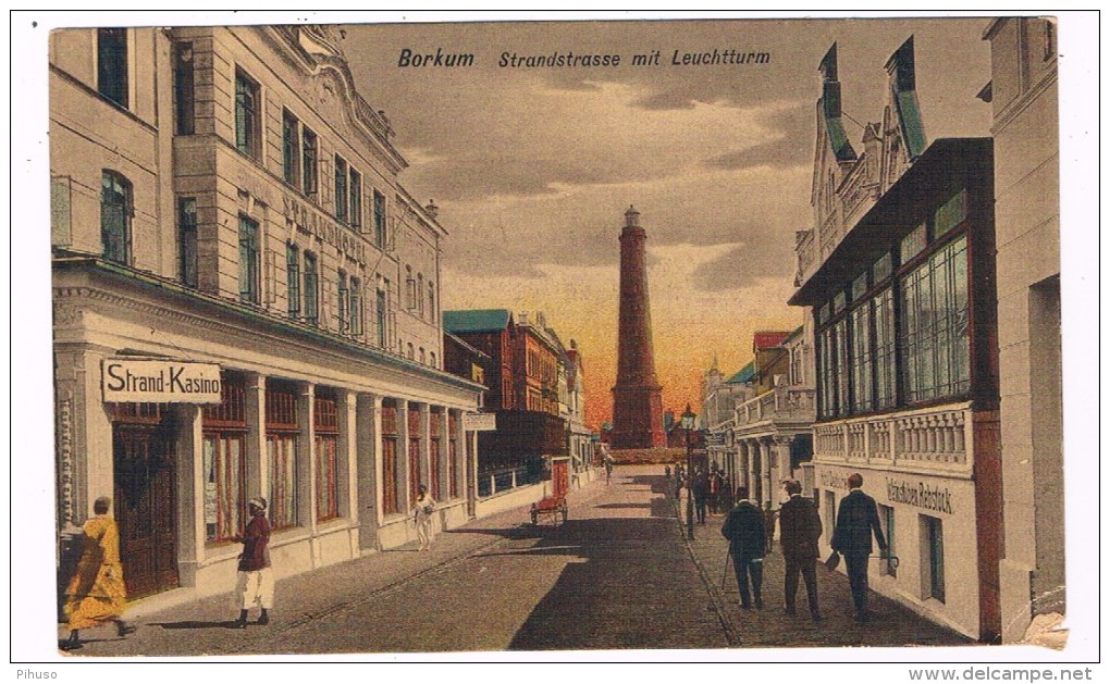 D6766     BORKUM : Strandstrasse Mit Leuchturm - Borkum