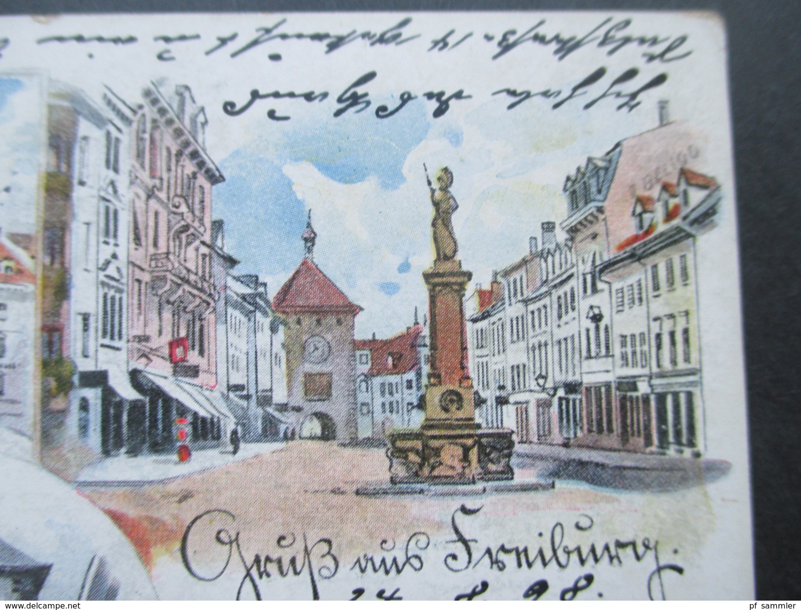 AK 1898 Gruss Aus Freiburg Mehrbildkarte Kaufhaus / Schwabenthor / Münster. Künstlerkarte K. Fuchs - Souvenir De...