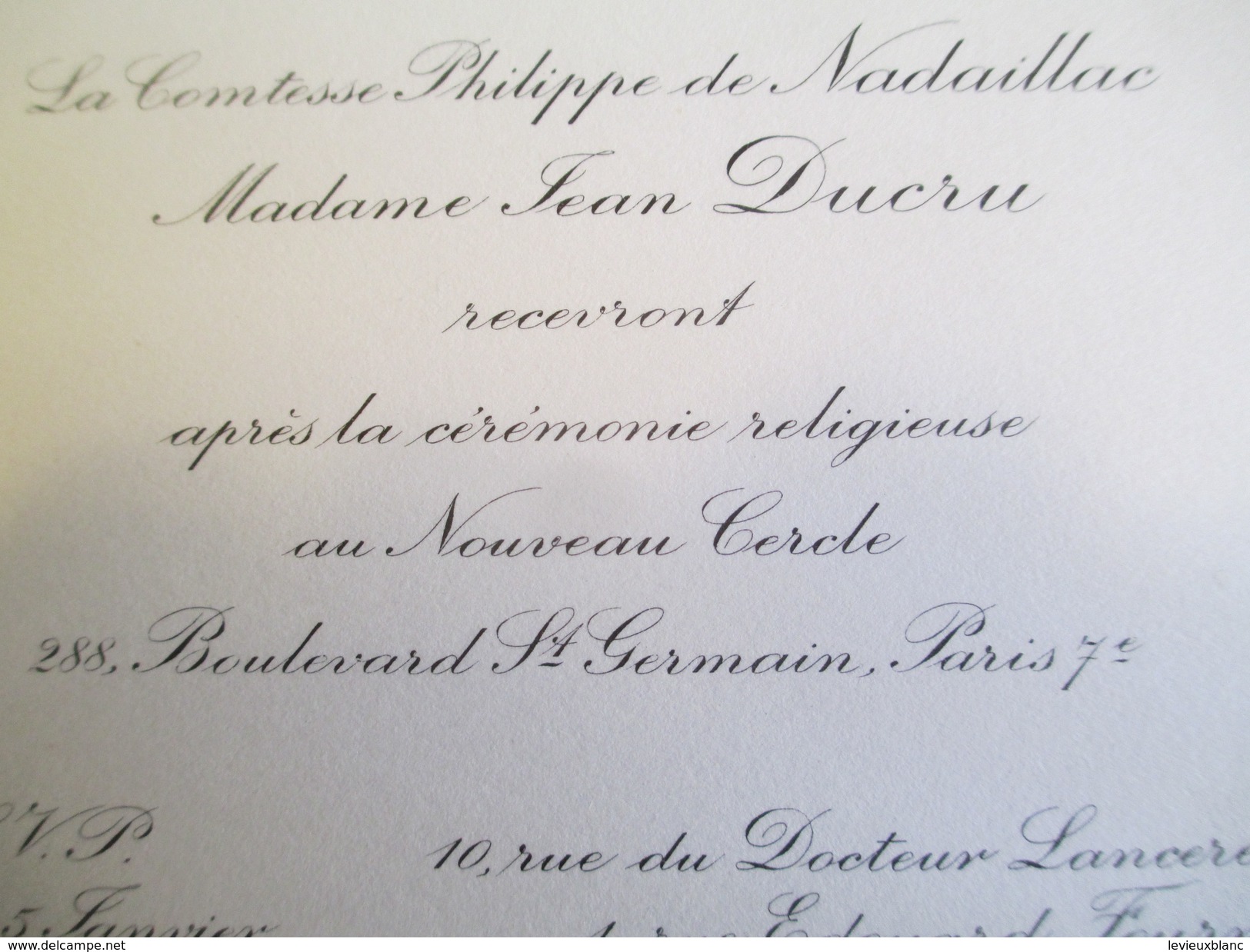 Carte D'Invitation / Comtesse Philippe De NADAILLAC Et Mme DUCRU /Nouveau Cercle/Paris/Années 70   FPM33 - Hochzeit