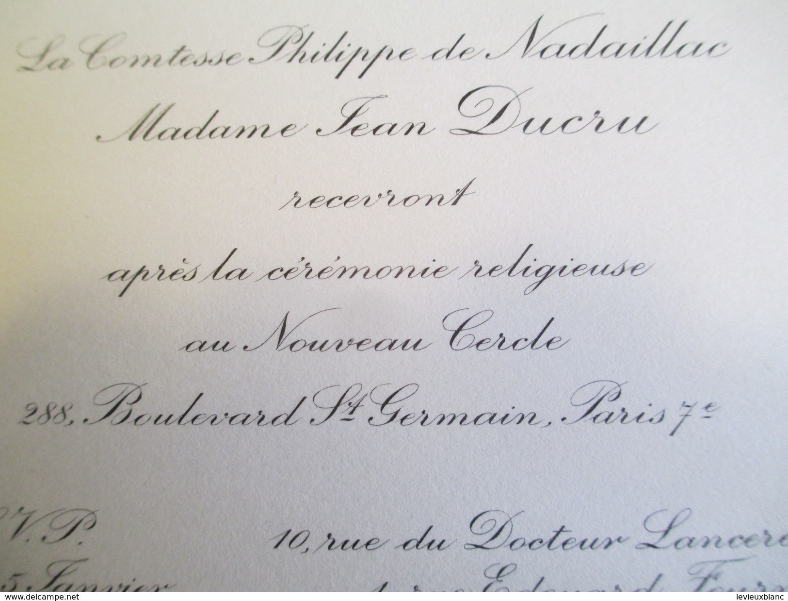 Carte D'Invitation / Comtesse Philippe De NADAILLAC Et Mme DUCRU /Nouveau Cercle/Paris/Années 70   FPM33 - Boda