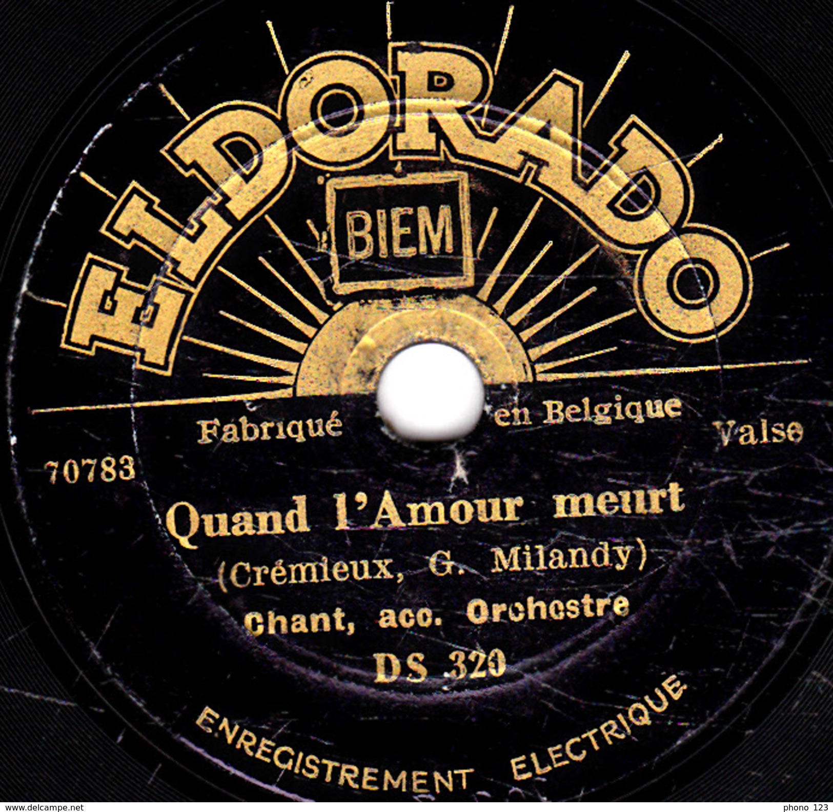 78 T. -  20 Cm - état Tb - CHANT Avec ORCHESTRE  - QUAND L'AMOUR MEURT - J'AI TANT PLEURE - 78 T - Disques Pour Gramophone