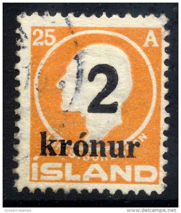 ICELAND 1926 2 Kr.  On 25 A. Surcharge Used.  SG 147, Michel 119. - Gebruikt