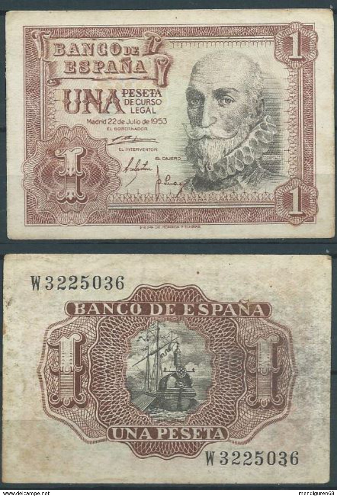 ESPAGNE SPANIEN SPAIN ESPAÑA 1953 12 JULIO MARQUE DE SANTACRUZ 1.00 PTAS ESTADO ESPAÑOL - 1-2 Peseten