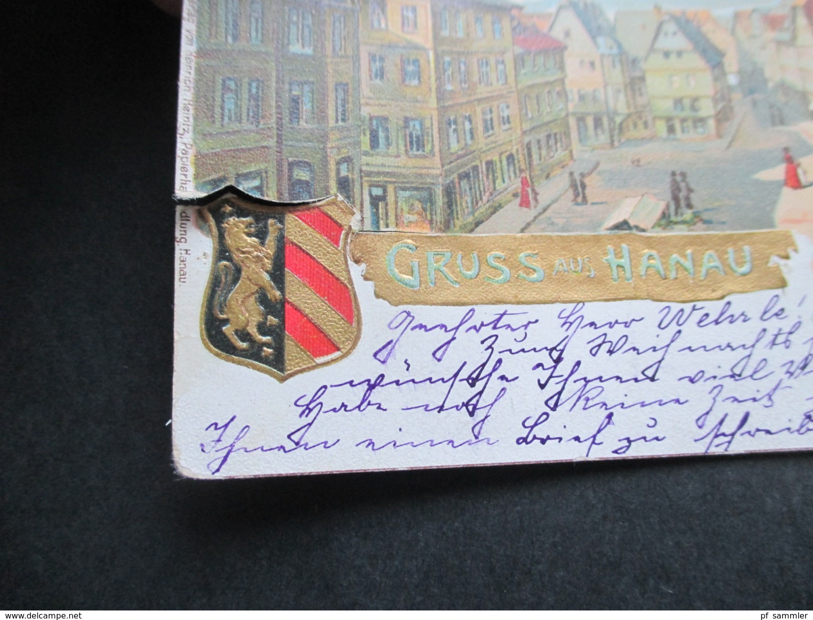 AK / Künstlerkarte 1899 Gruss Aus Hanau Mit Wappen Nach Devonport England. Krone Adler Senkr. Paar - Greetings From...