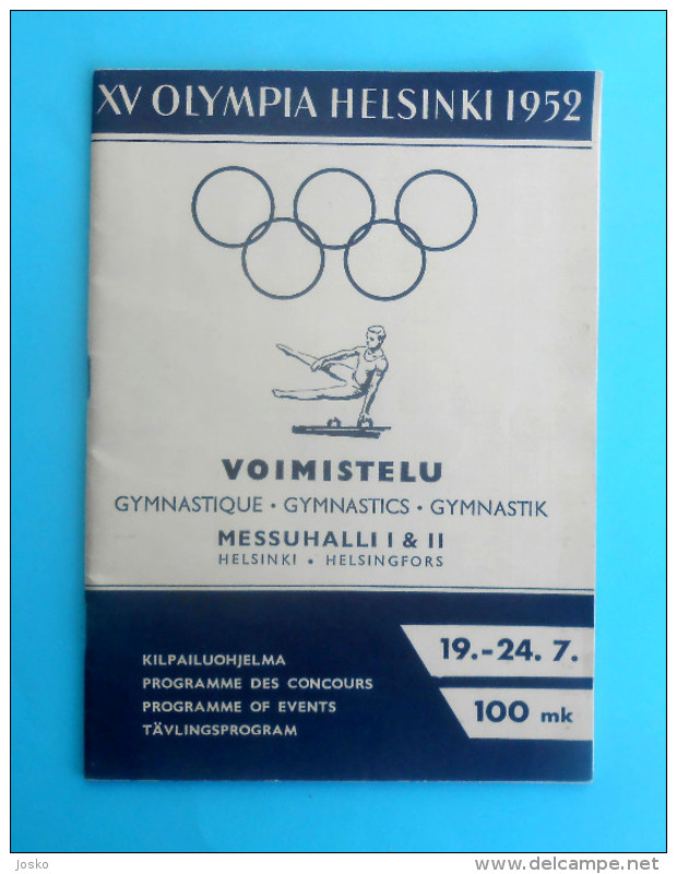 OLYMPIC GAMES HELSINKI 1952. Finland - GYMNASTICS Old Rare Official Programme * Olympia Olympiade Programm Programma - Bücher