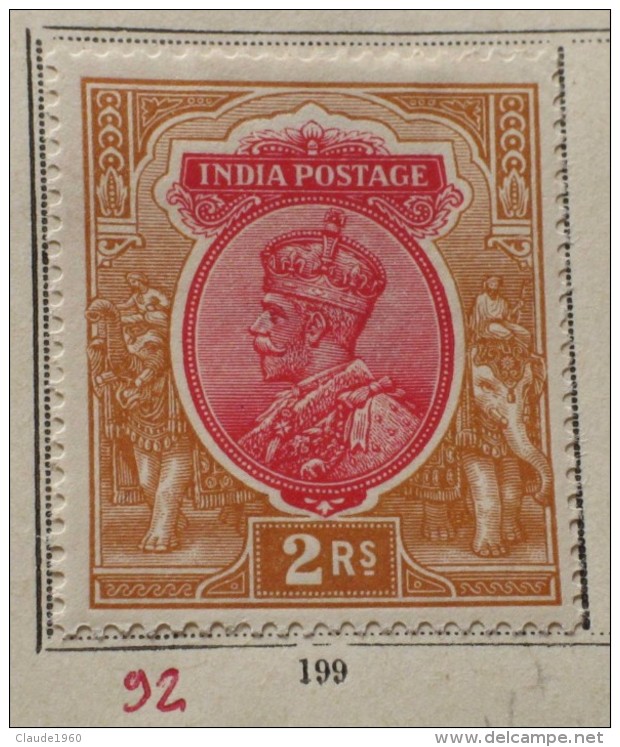 GB India 1911 George V Neuf*  2 R - 1911-35  George V