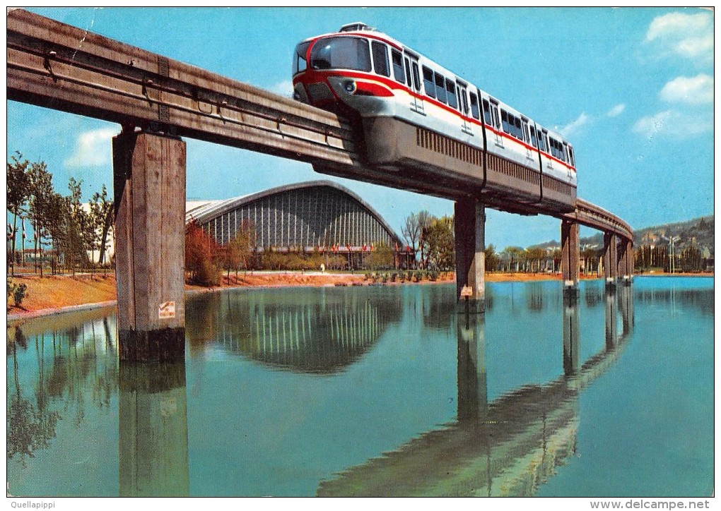 05006 "TORINO - ITALIA 61 - IL GRANDE LAGO E LA MONOROTAIA-LE MONORAIL-DEI EINZELSCHIENE-EL MONOCARRIL"  CART  NON SPED - Exhibitions