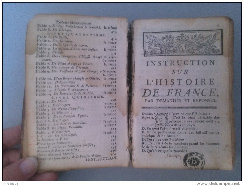 Instruction Sur L Histoire De France Et Romaine Par M. Leragois Précepteur De Monseigneur L.A. De Bourbon Duc Du Maine - 1701-1800