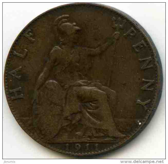 Grande-Bretagne Great Britain 1/2 Half Penny 1911 KM 809 - C. 1/2 Penny