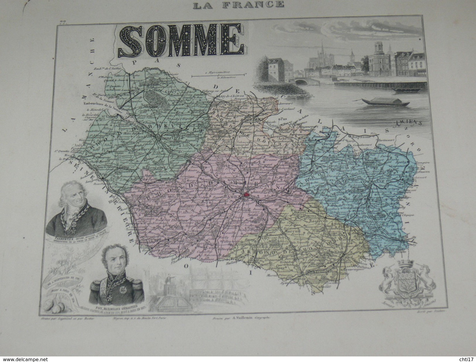 ATLAS DEPARTEMENTAL / 1881 / 2 GRAVURES "SOMME  "  AMIENS ABBEVILLE DOULLENS PERONNE / CARTE Et STATISTIQUES - Landkarten