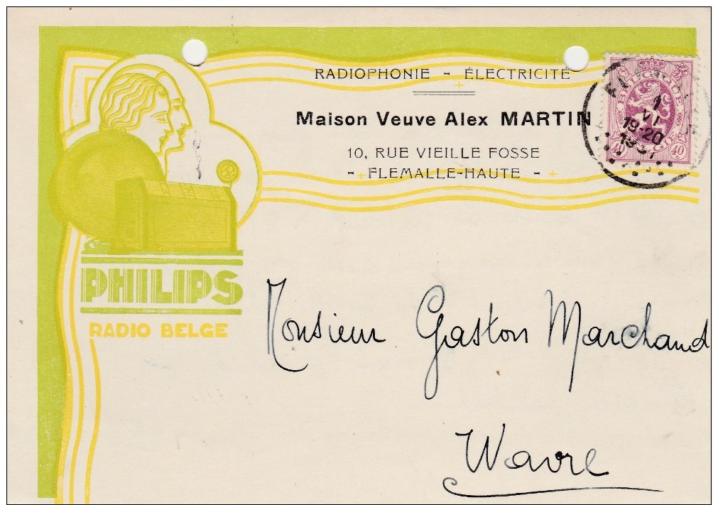 Flemalle-Haute ,carte Publicité ,Veuve Alex Martin ,radiophonie,électricité,PHILIPS - Flémalle