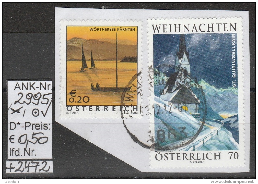 11.11.2011 - SM "Advent 2011 - St. Quirin"  -   O Gestempelt Auf Briefstück - Siehe Scan  (2995o + 2472o) - Used Stamps