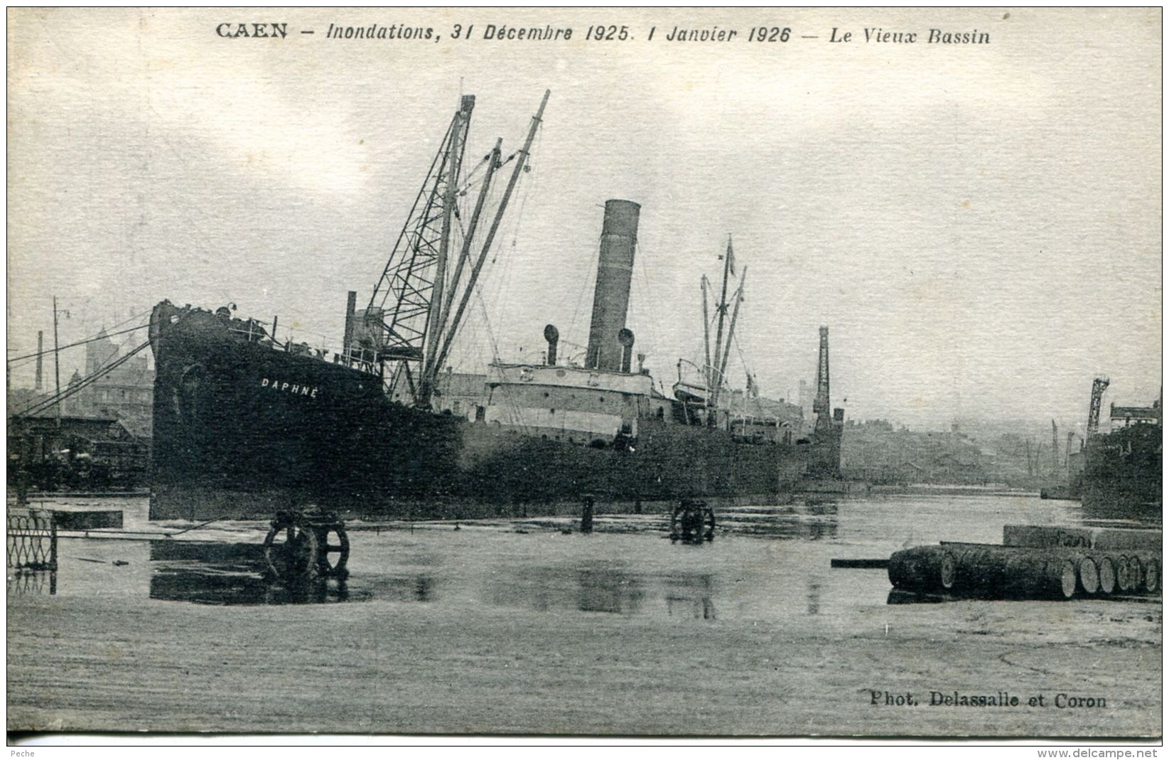 N°63 L -cpa Caen -inondations 1925 "le Daphné 1" - Commerce