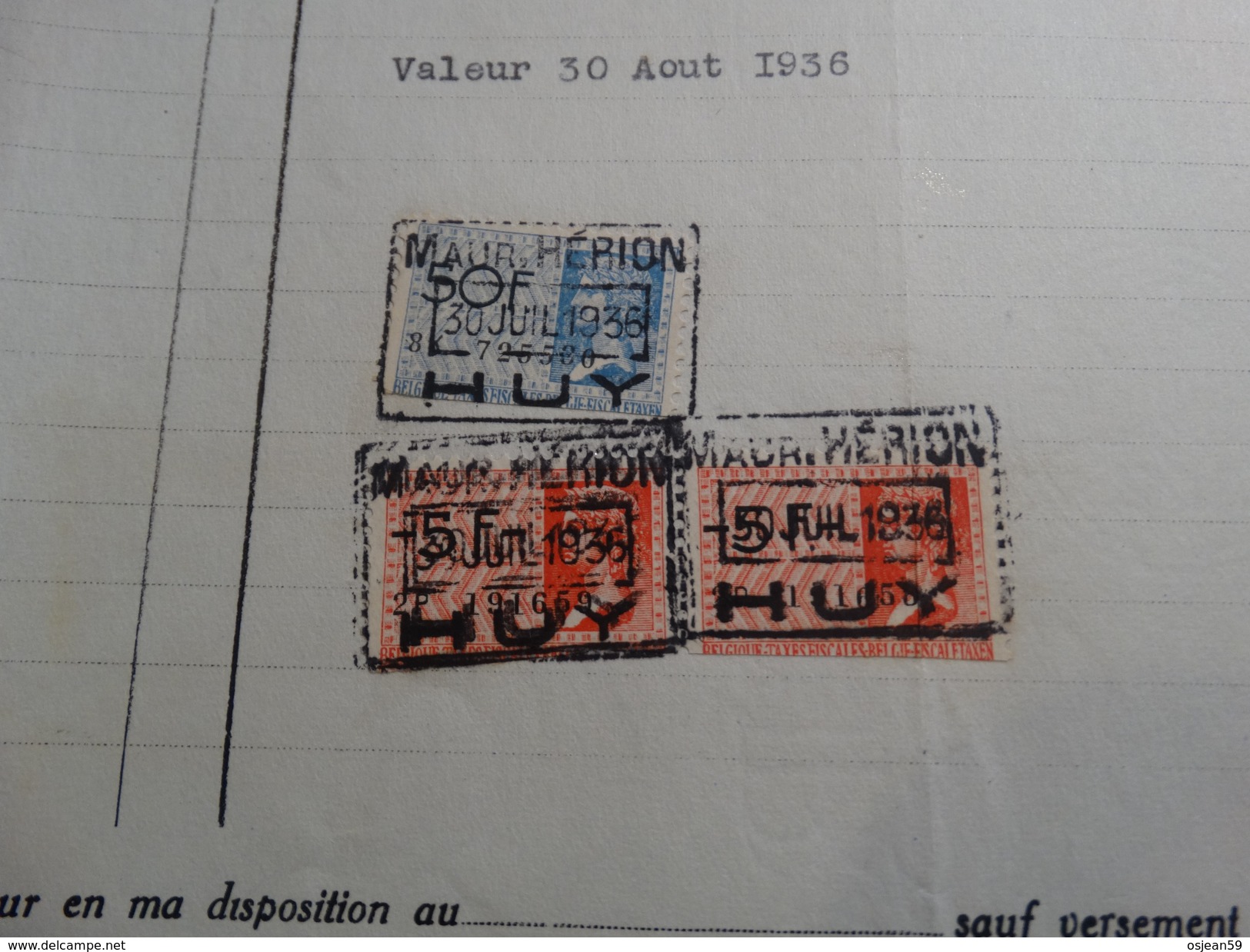 Timbres Fiscaux Sur Facture.Maurice Herion,mécanicien à Huy.-1936- - Documents