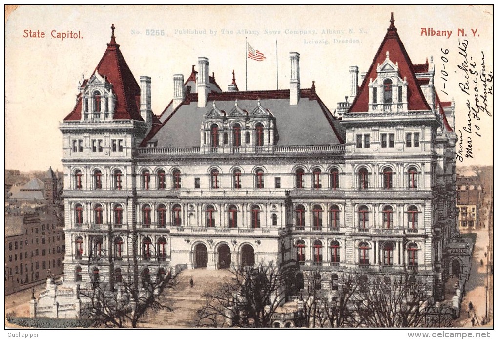 05026 "ALBANY NEW YORK - STATE CAPITOL" ANIMATA. CART SPED 1906 - Albany