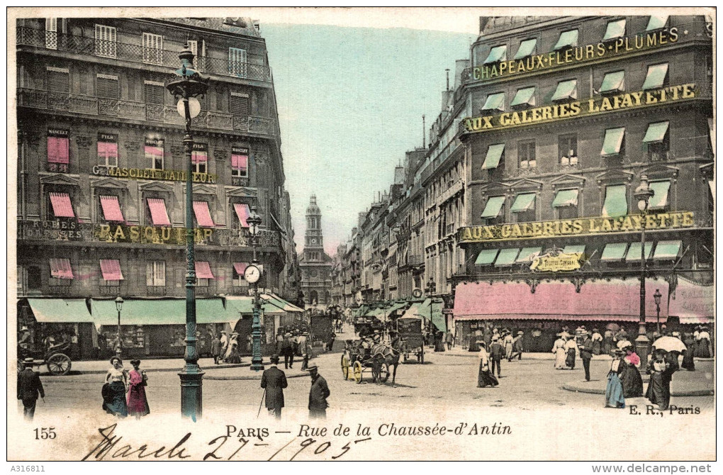 PARIS RUE DE LA CHAUSSEE D ANTIN (magasins Des Galeries Lafayettes) - Nahverkehr, Oberirdisch