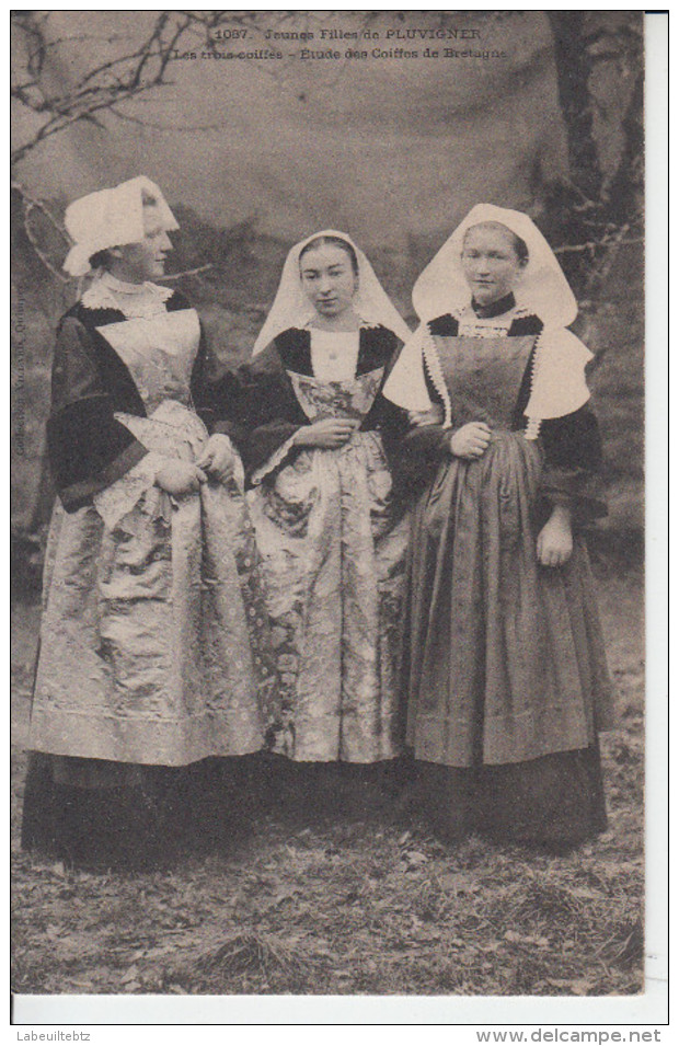 Jeunes Filles De PLUVGNER - Les Trois Coiffes - Etude De Coiffes ( Costumes Folklore )   PRIX FIXE - Pluvigner